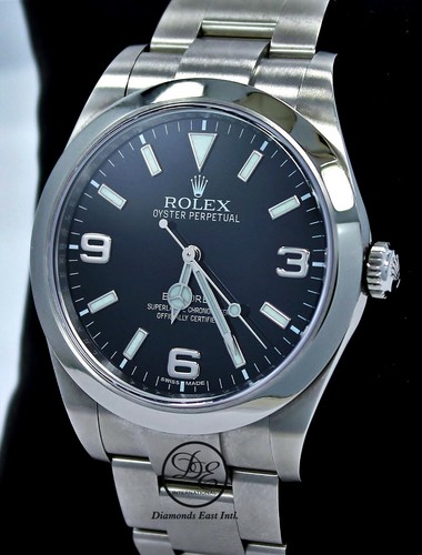 Rolex Explorateur I 39mm 214270 Acier Huître Cadran Noir Papiers Mint - Photo 5 sur 10