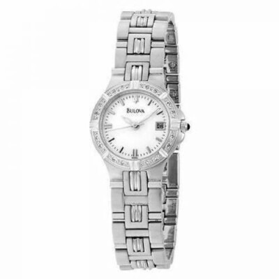 Bulova ladies silver tone diamond dress 96R04 watch NEW BATTERY s-l400.jpg main image 2
