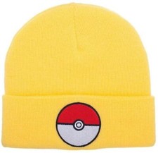 Pokemon Pokeball Yellow Cuff 'One Size' Beanie Winter Hat NWT