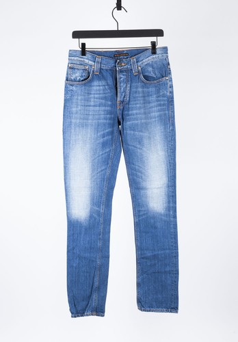 Pantalones de mezclilla Nudie 2134 Grim Tim azul hielo brillante talla 31/34 - Imagen 2 de 7