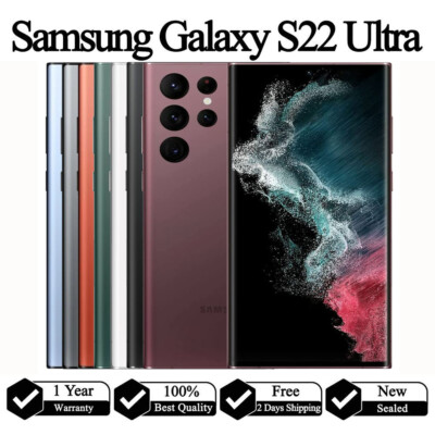 New Sealed Samsung Galaxy S22 Ultra 5G 128/256/512GB SM-S908U Factory Unlocked