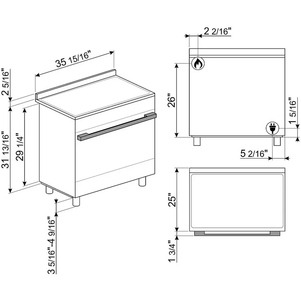 Rango de combustible independiente Smeg Portofino CPF36UGMR - rojo Foto 2 de 4