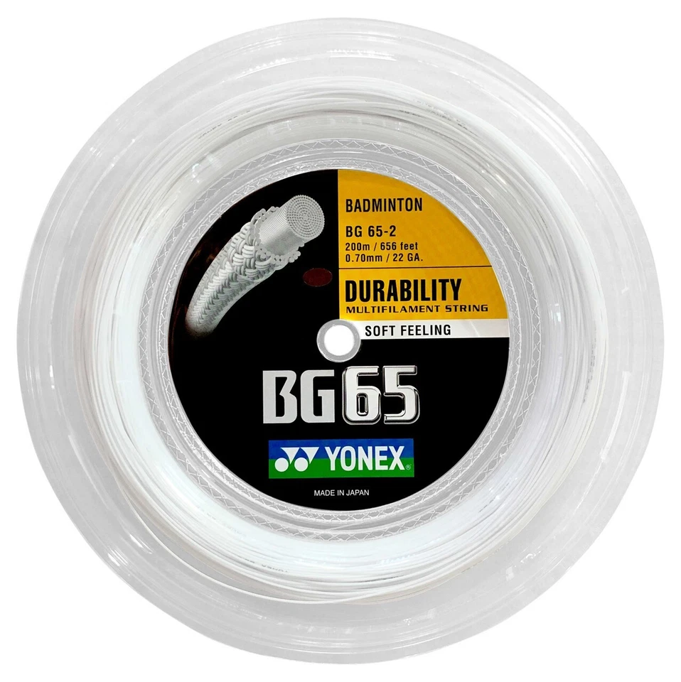 Yonex BG65 (white) 660ft 200m Reel Badminton String - Made in Japan
