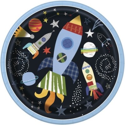 Einzigartige Party: 8 Außenbereich 9 Zoll Plt Sup Qs. Papierteller 23 cm Outer Space -