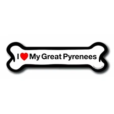 Magnet Me Up I Love My Great Pyrenees Dog Bone Car Magnet - 2x7 Dog Bone Auto Tr