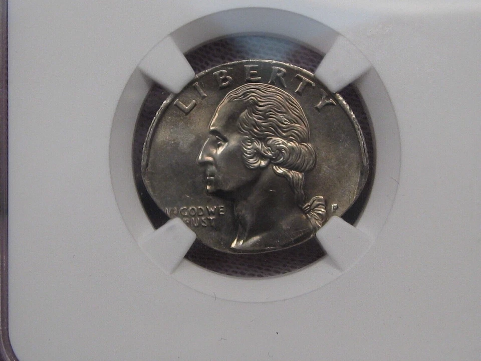 US MINT ERROR: On ELLIPTCAL PLANCHET. BU Washington P Quarter. NGC MS63 - Image 3 of 4