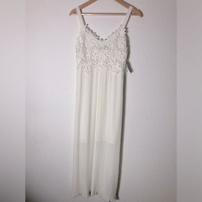 NWT French Connection Posy Lace strappy midi maxi dress US 6 off white |  eBay