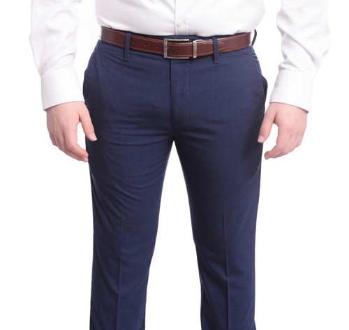 Mazari Slim Fit Solid Navy Blue Flat 