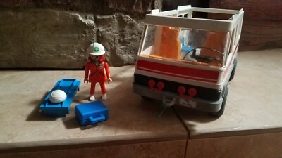 Playmobil 3456 Ambulance Vintage 1987 - Toit Blanc, Complète, Boîte Très Bon état - Allemagne