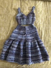 handmade crocheted crop top and skirt