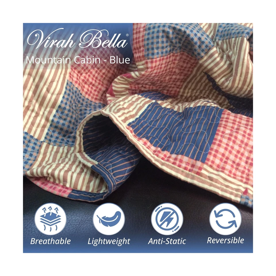 Juego de cama edredón de cabina king Virah Bella 3 piezas - Mountain Cabin azul - óxido... Foto 2 de 4