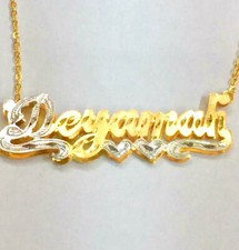 14k Gold Overlay Personalized 3D Name Necklace Plate /z1