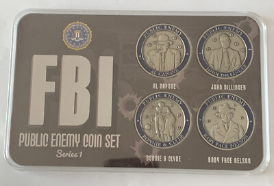 DOJ FBI Public Enemy Series 1 Historical Challenge Coin Set Of 4 Coins - New