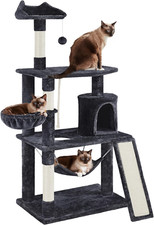 63.5In Multi-Level Cat Tree Tower Condo with Scratching Posts, Platform Hammoc
