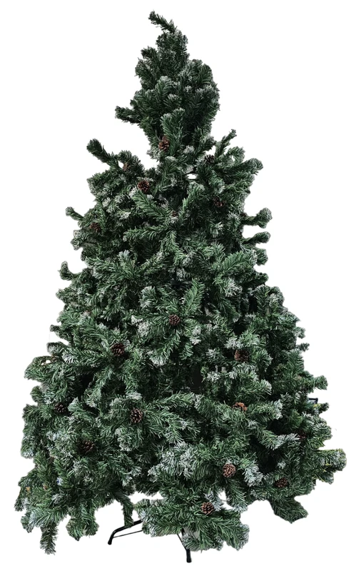 Albero di Natale PINO WELLS 210 cm con Neve e Pigne Rami Abete Verde