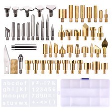 57pcs Wood Burning Pen Tips Set Woodburning Tool Accessories with Stencils F6X6