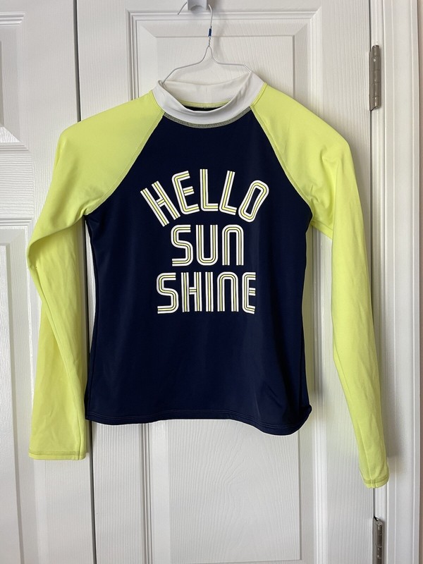 Lands’ End LS Hello Sunshine Rashguard Shirt For Girls Size 10/12- VGUC