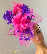 Aimee Fuller Purple Fascinator Hot Pink Kentucky Derby Hat Ascot Del Mar Hats