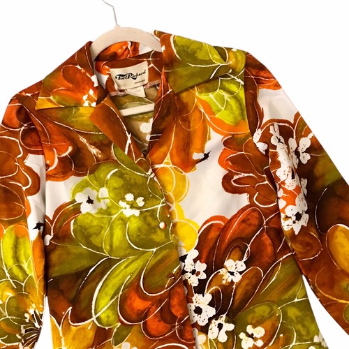 VTG 70’s Tori Richard Honolulu Floral Jacket Shirt Retro Hawaiian READ Sz 10 - Picture 1 of 7