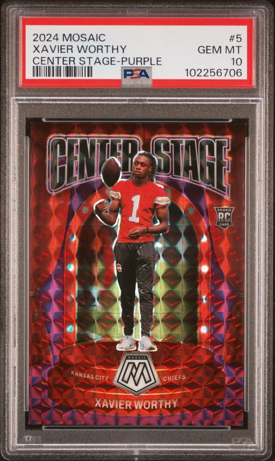 Xavier Worthy Panini Mosaic Center Stage #5 Purple