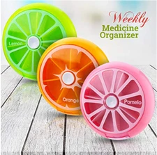WEEKLY DAILY 7 DAY ROUND PILL BOX STORAGE DISPENSER ORGANIZER TABLETS CASE