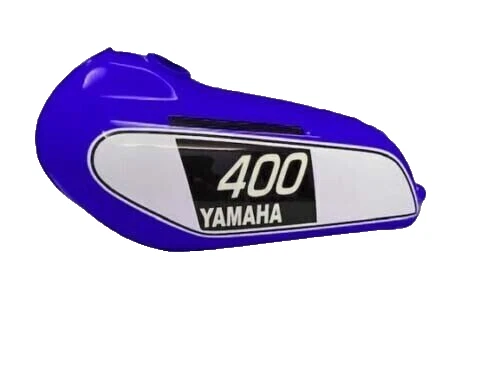 Yamaha DT 250 DT 400 Enduro, tanque de gasolina de acero pintado azul y tapa 1975 a 1977 Foto 2 de 4
