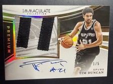 2024-25 Panini Immaculate Tim Duncan Premium Game-Worn Patch Auto #PPA-TIM Spurs