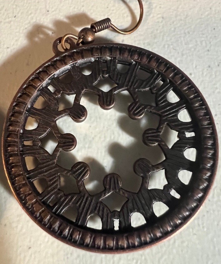 Handmade Copper Colored Beaded Dangle Earrings - image 6