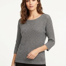 Ann Taylor Wool Blend Gray Pullover Lightweight Sweater Women Size M