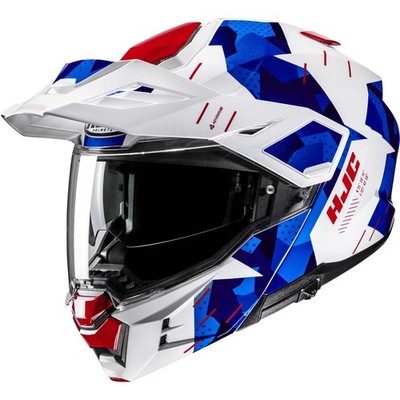 Motorrad Helm L - HJC i80 Roki Klapphelm - weiß-blau-rot