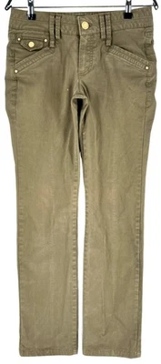 Massimo Dutti Pantalon Droit Femme Chino Vert Taille W28 L30 - Photo 1/4