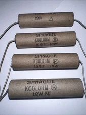 SPRAGUE KOOLOHM 2000 OHM NON INDUCTIVE 10 WATT RESISTORS, NEW (4) PACK