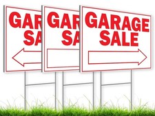 3X Double Sided 12x8 Garage Sale Sign - for Sale Signs With H-stakes Tall Sta...