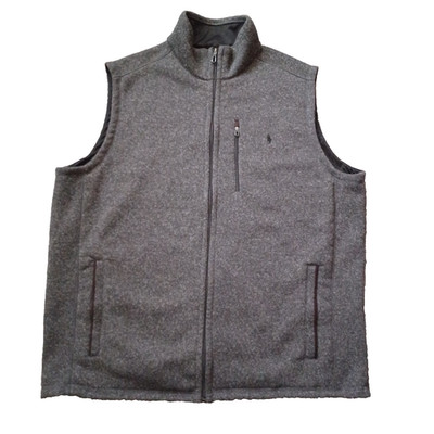 Polo Ralph Lauren Fleece Vest Men 3XLT Gray Full Zip Sweater Performance Pockets