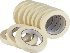 Masking Tape 10 Pack General Purpose Beige White Color, 0.75 inch x 55 Yards x
