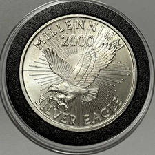 2000 Sunshine Eagle Millennium Rare Collector Coin 1 Troy Oz .999 Fine Silver