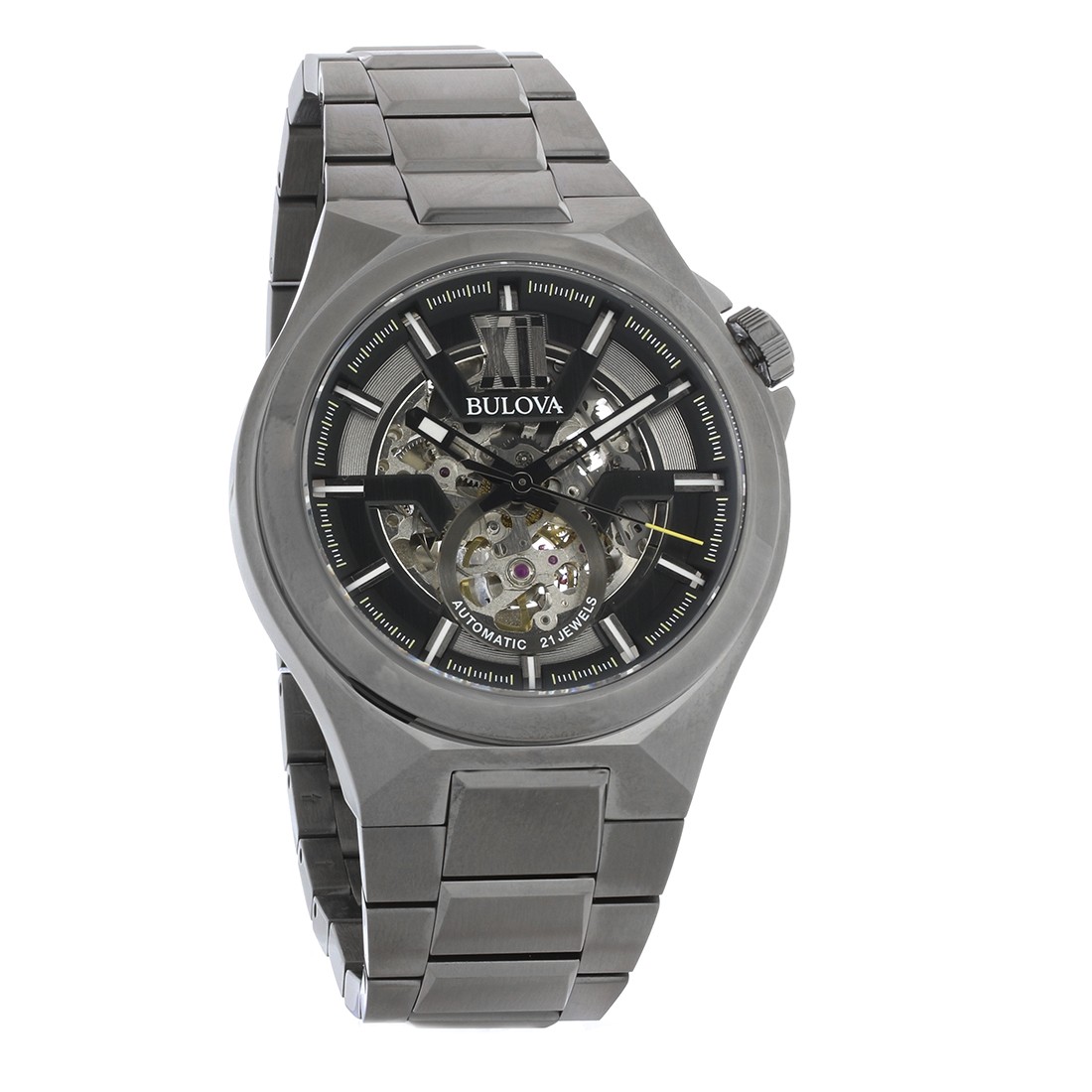 Reloj Automático Bulova Maquina Hombre Gunmetal ION Chapado Acero Inoxidable 98A179