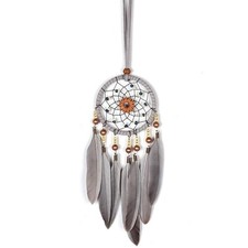 SPANICE Feather Dream Catcher Car Interior Rearview Pendant, Style 1 - Grey