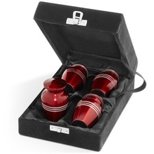 Mini Cremation Urns for Human Ashes, Keepsake Set of 4 Red Striped