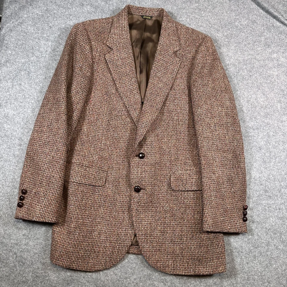 Blazer Harris Tweed Para Hombres 42R Marrón Lana Pata de Gallo Deportivo Abrigo Chaqueta EE. UU. Foto 2 de 4