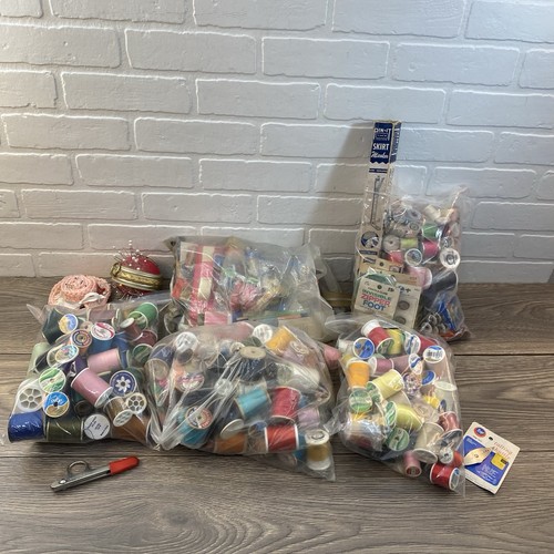 Huge Vintage SEWING LOT Zippers Needles Thread Bobbins Zippers ETC