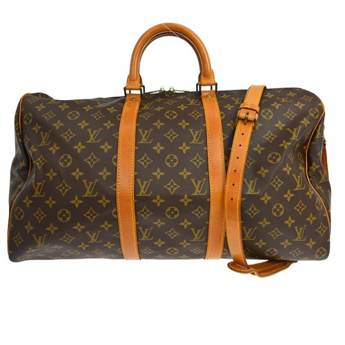 Louis Vuitton Keepall Bandouliere Bag Monogram Canvas Brown Travel Bag
