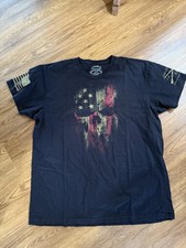 Grunt Style GS Red White Blue Flag Punisher Skull Shirt 3XL Black