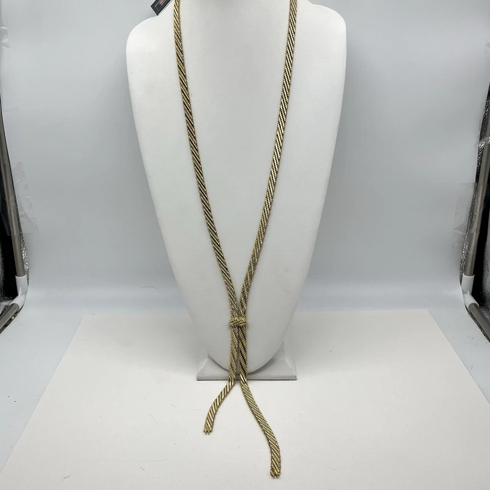 Collar Rosantica Milano Volutta Malla Lariat 24k GP Latón Italia Etiqueta Original Foto 2 de 4