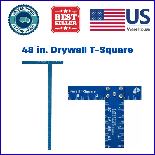 Heavy-Duty 48 in. Durable Drywall T-Square Help Identify Measurements