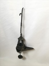 Ancienne LAMPE À HUILE à Suspendre en BRONZE PATINÉ