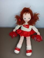 Vintage Russ Berrie Cheerleader Go Team Plush Doll 12" Red White Pre-Owned