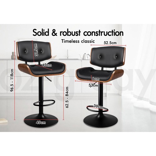 ALFORDSON Bar Stool Odette Kitchen Swivel Chair Wooden Leather Gas Lift x1/x2/x4 - Picture 2 of 34