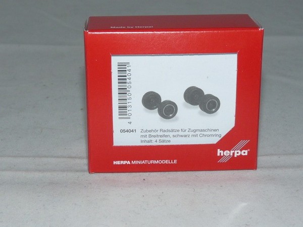 herpa 054041 RadsäTze FüR Zugmaschinen Mit Breitreifen, Schwarz Mit Chromring...-image