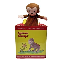 Schylling Classic Curious George Musical Tin Jack in the Box Toy Tested